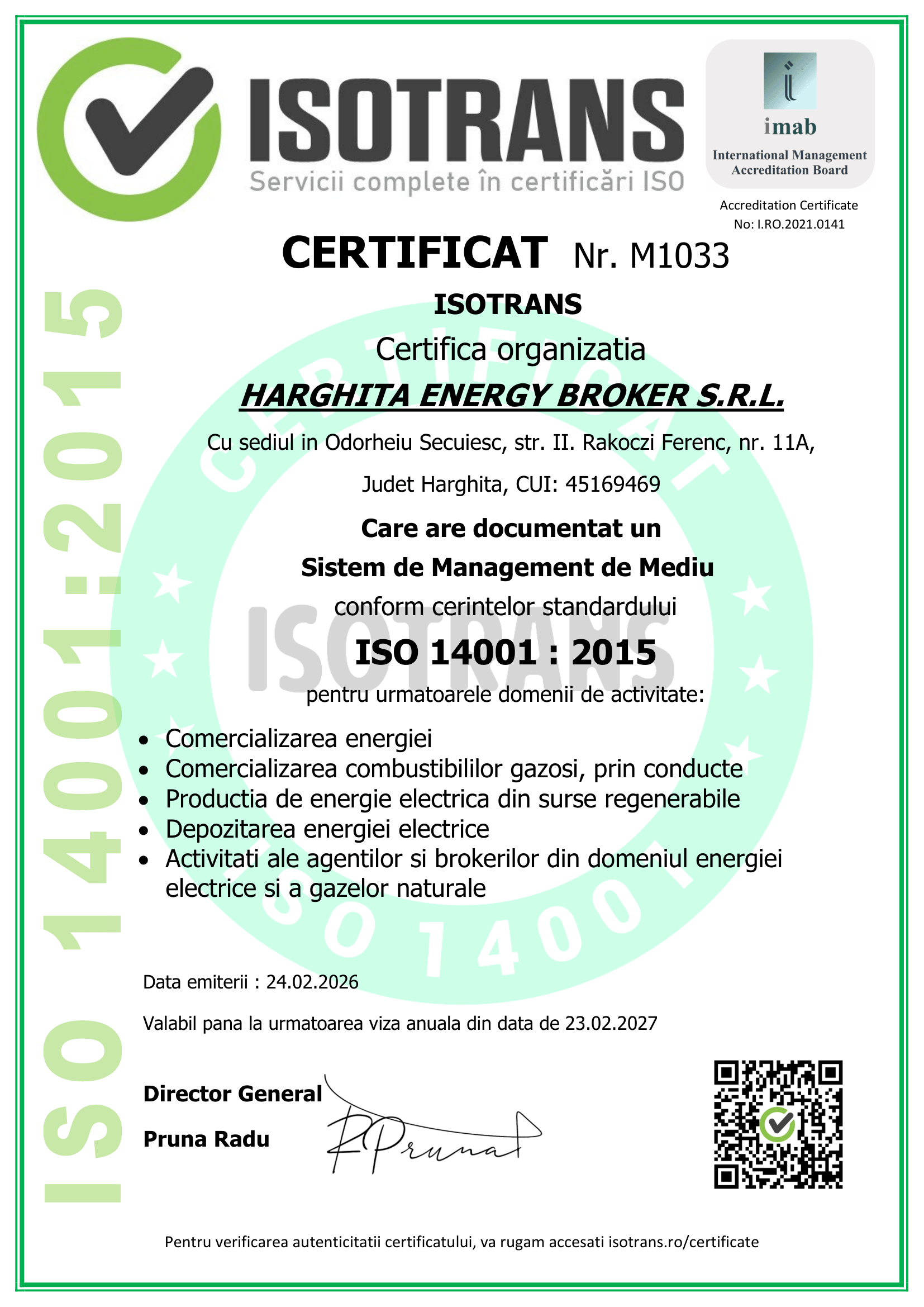 Certificat ISOTRANS